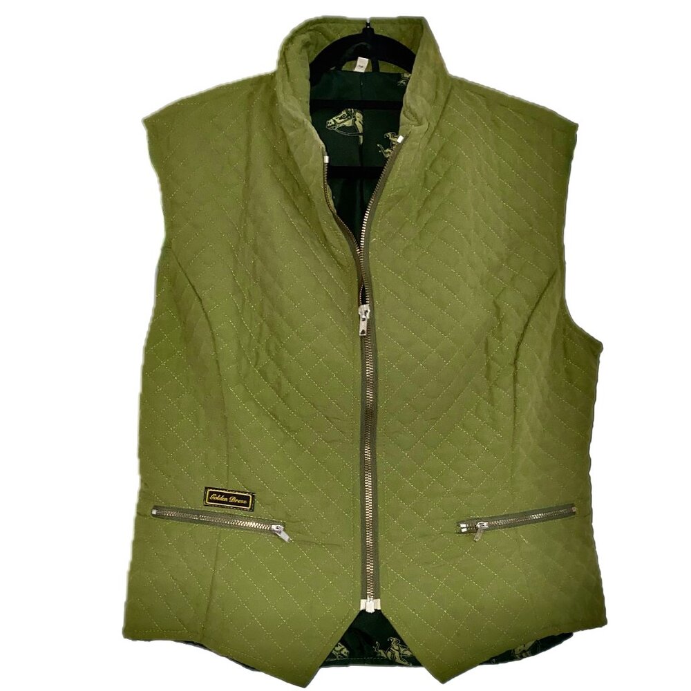 Golden Dress Quilted Vest Womens M Equestrian Riding Gear